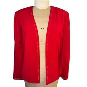 Liz Claiborne Open Front Blazer Sz. 12 Red Lined Peofessional